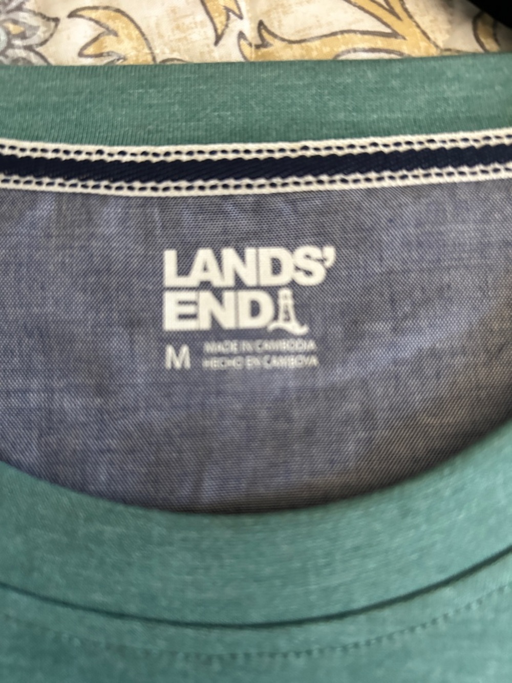 Lands' End Men's Teal Short-Sleeve Crew Tee - Picture 5 of 6